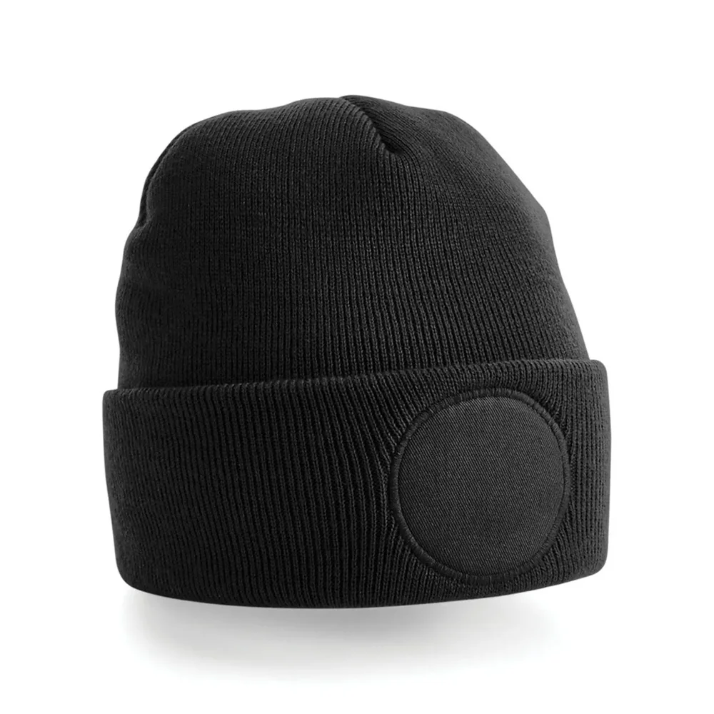 Patch Front Knitted Beanie Hat Patch Front Knitted Beanie Hat