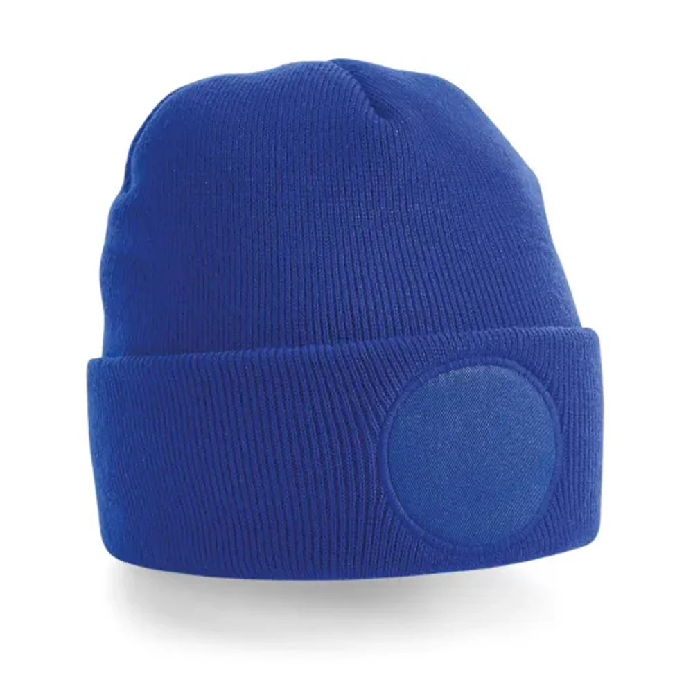 Patch Front Knitted Beanie Hat Patch Front Knitted Beanie Hat