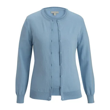 Round-Neck Button-Down Cardigan – Light Blue