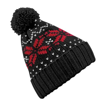 Snowflake Pom-Pom Beanie Hat