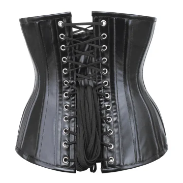 Black & Gold Steampunk Underbust Corset – Brocade Beading, Side Lace