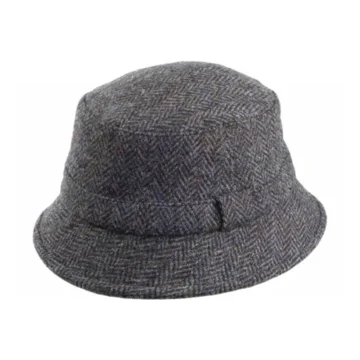 Tweed Bucket Hat – Herringbone Gray