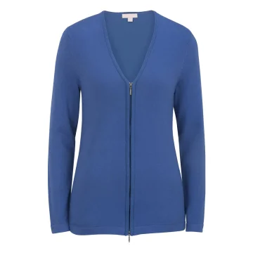 Zip-Front V-Neck Cardigan – Blue